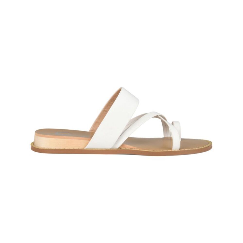 JOURNEE COLLECTION Womens White Eevie Round Toe Wedge Slip On Sandals 10 M - Picture 2 of 4